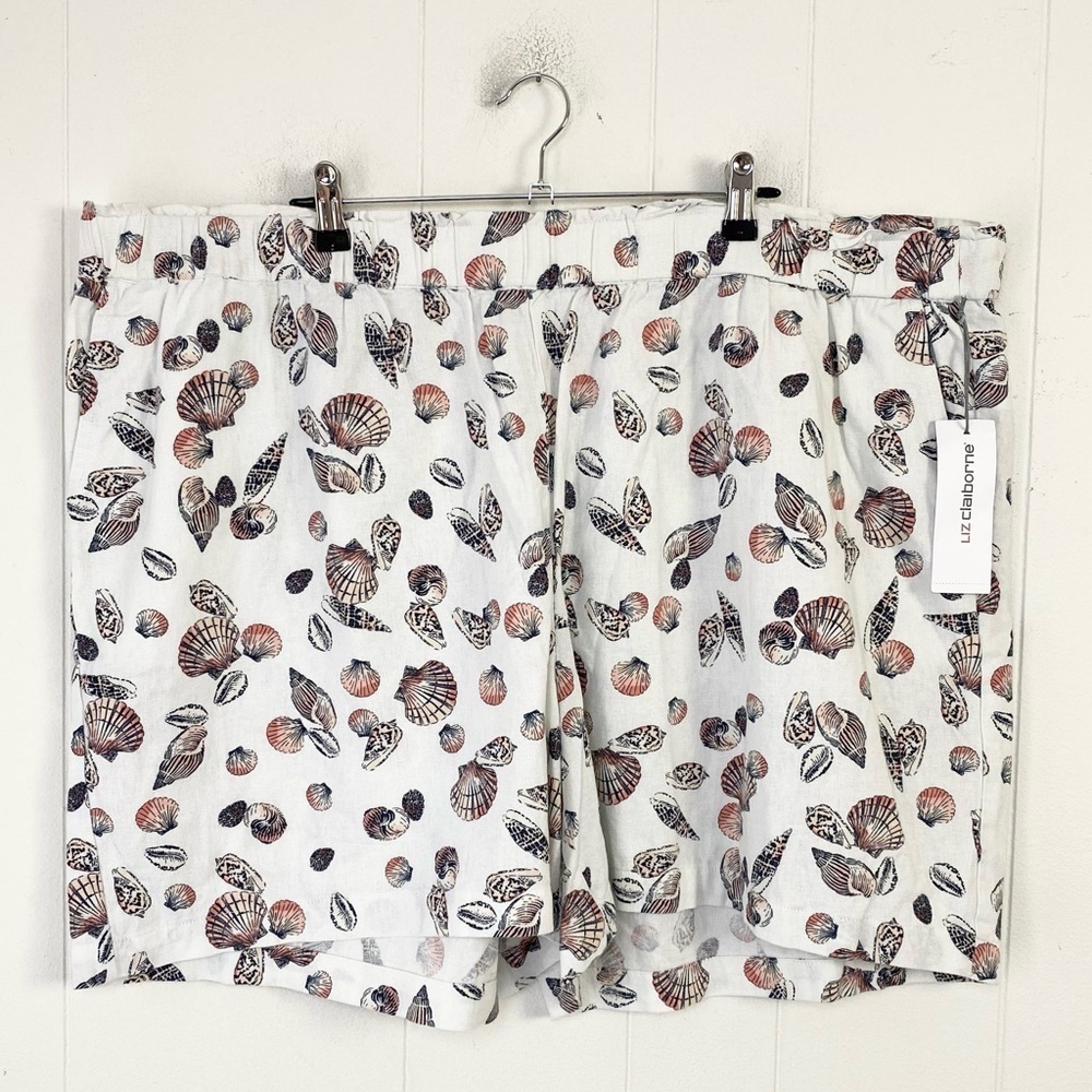 NWT Woman Plus LIZ CLAIBORNE Pull ON SEASHELL SHORTS Size 2X Beige & POCKETS $49